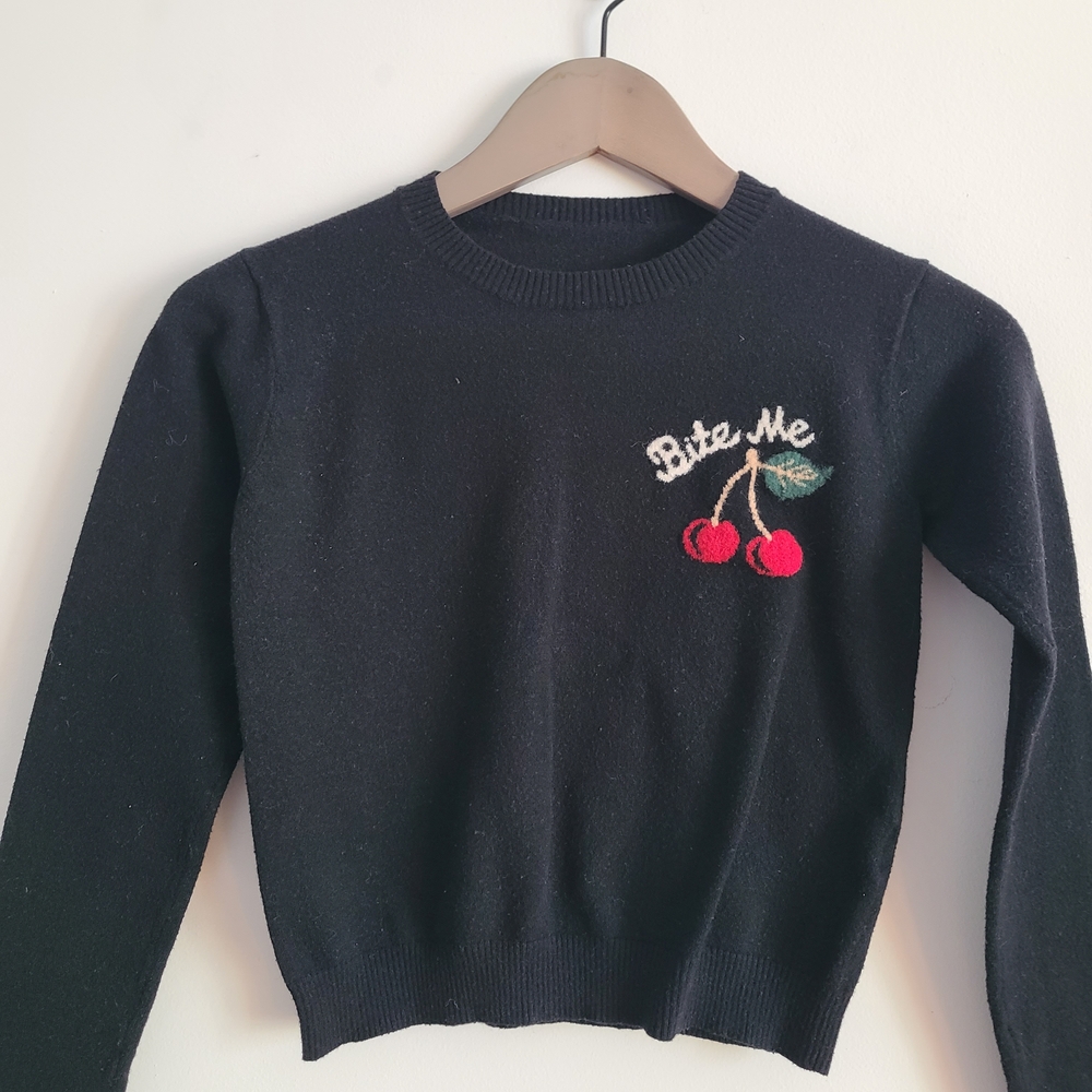 Brandy Melville Black" Bite Me" Sweater Size S